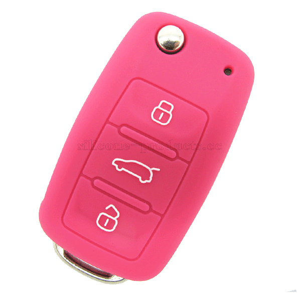 Polo car key cover,light red,3 bottons,embossed design