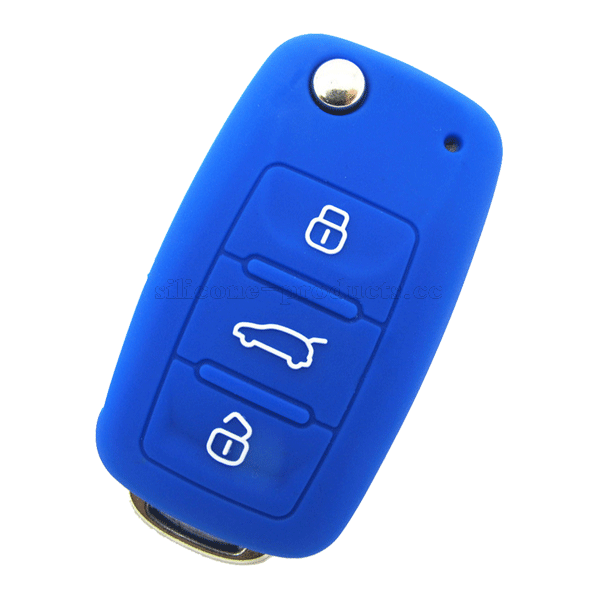 Polo car key cover,blue,3 bottons,embossed design