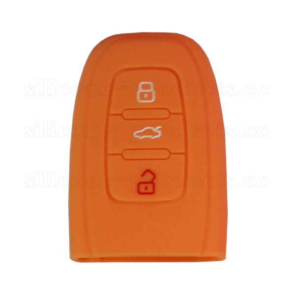 A8L car key cover,orange,3 buttons,without logo,silicone,debossed design.