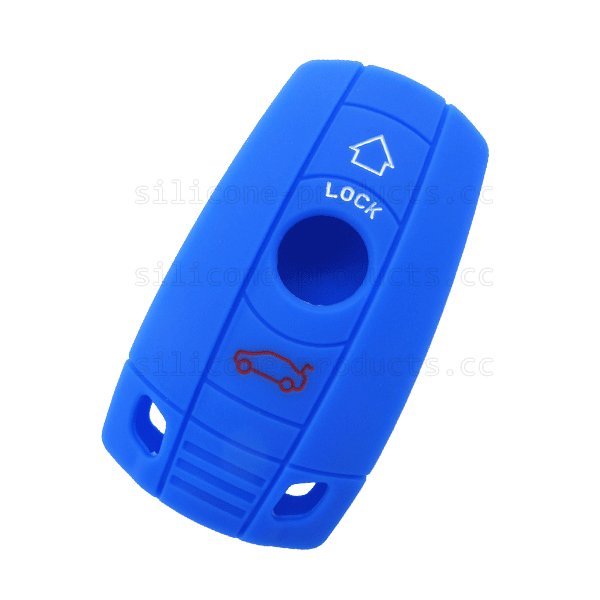 X5 car key cover,blue,3 buttons,with logo,silicone,embossed design
