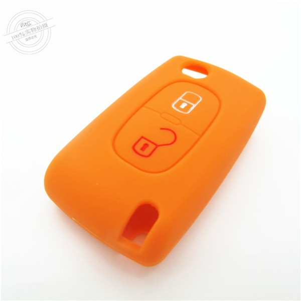 Citroen car key covers, silicone car key case, unique design car key shell, 2 buttons, orange