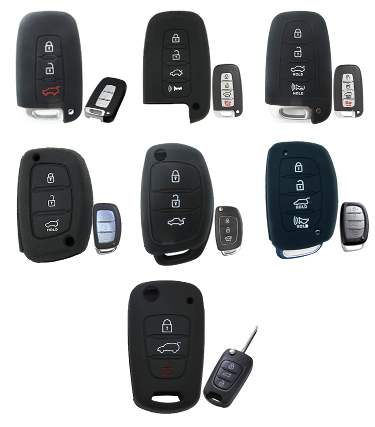 hyundai black silicone car key cover