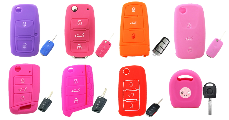 VW Silicone Car Key Case Cover for Volkswagen 3-button2-button New ALL Remote Key Fob,