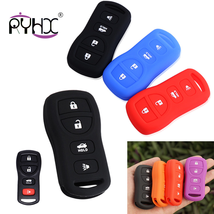 Siliocne Car Key Cover Fit For Nissan R50 D50 4-Button Remote Fob