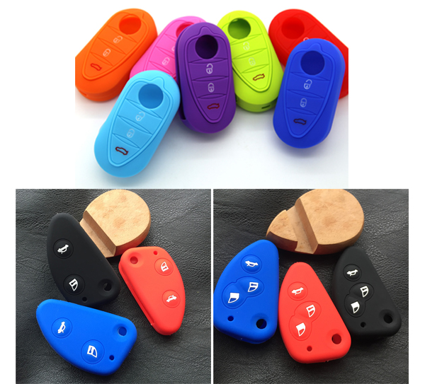 Alfa Romeo Key Fob Cover – Coloured silicone car key cover for 3 kinds of Alfa Romeo car key fob.