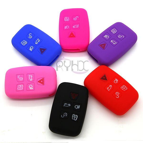 6 colors Silicone rubber key remote covers cases protector for LandRover LR4 LR3 Range Rover Discovery Sport( 5 Buttons).
