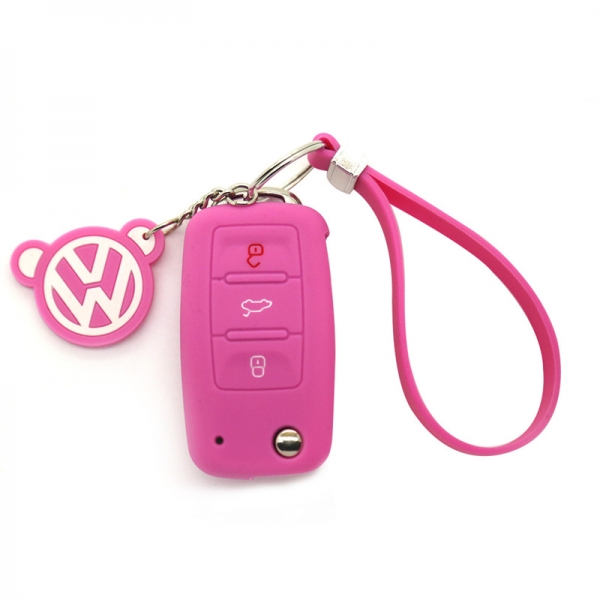 Original Factory Wholesale Silicone Car Key Fob Protective Cover with 3 Buttons,debossed design for most VW models