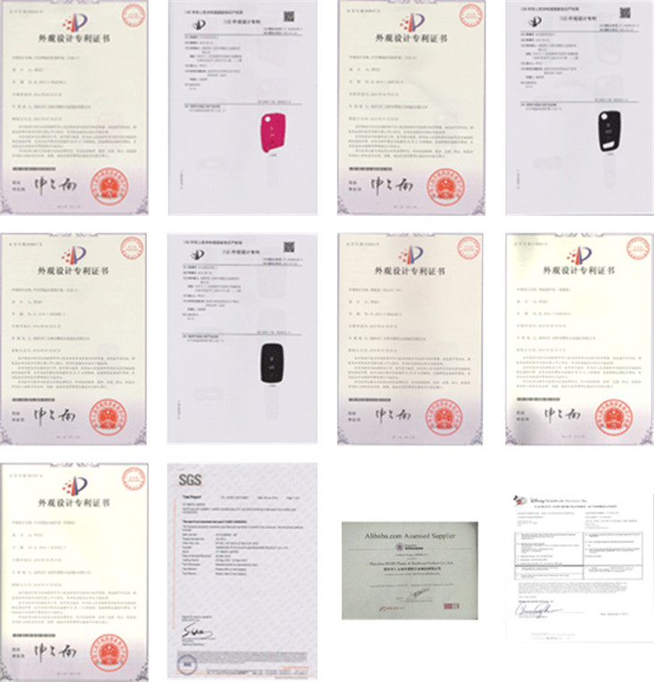 Toyota prado/Mark X rubber car key case patent certificate from RYHX China, our all products pass the strict quality test from authority organization.