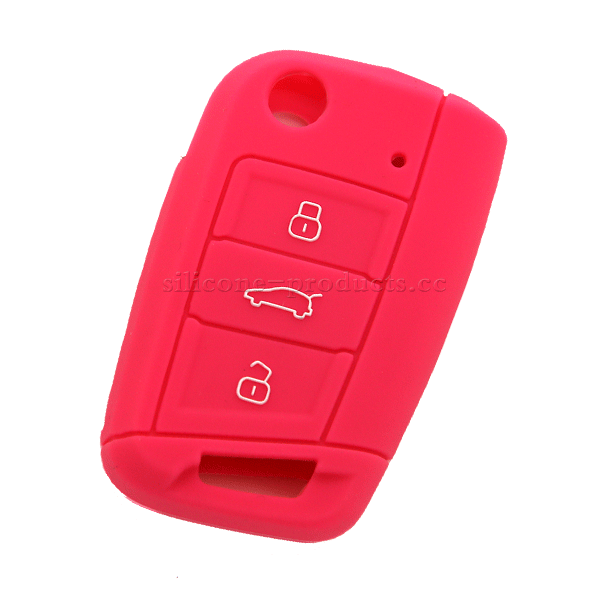 Golf7 car key cover,light red,3 buttons,Wrapped around the key head design