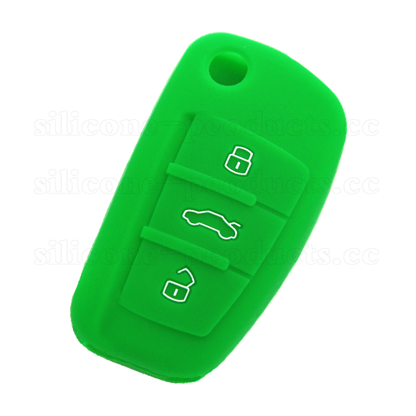 TT car key cover,green,3 buttons,with logo,embossed design,silicone.