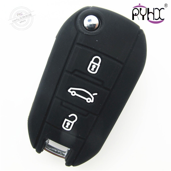 Peugeot silicone key covers, waterproof silicone car key case, low price car key silicone protector