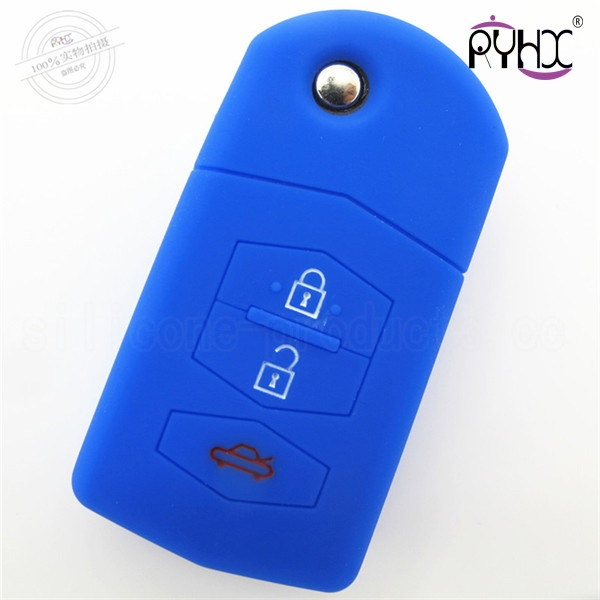 Mazda silicone car key OEM casing, waterproof car key silicone covers, key silicone protective covers, blue