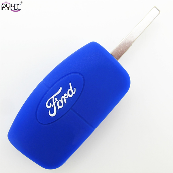 Online wholesale dark-blue Ford Focus silicone key cover,3 button.