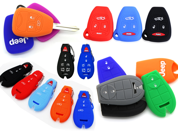 Jeep Key Fob Cover -Colorful silicone key cover for Jeep Wrangler Compass Liberty Chrysler 300 PT Cruiser Dodge Commende Durango Ram car key here